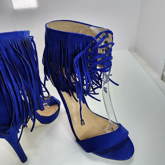 JustFab Sosha Cobalt Blue Sandals Heels Size 6 1/2 - Picture 5 of 11
